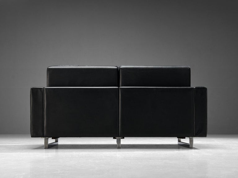 Two Seat Sofa in Black Leather