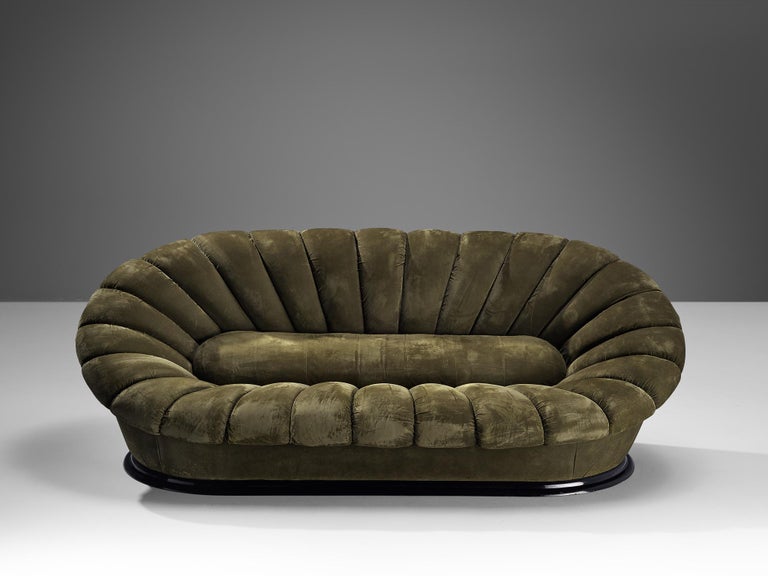 Italian Organic Sofa in Khaki Green Velvet