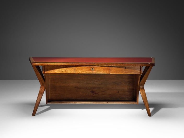 Unique Italian Sculptural Free Standing Writing Desk in Walnut