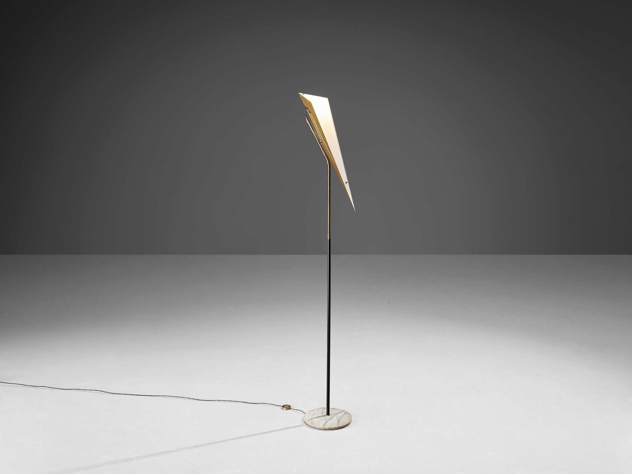 Angelo Lelii for Arredoluce Floor Lamp in Brass and Carrara Marble