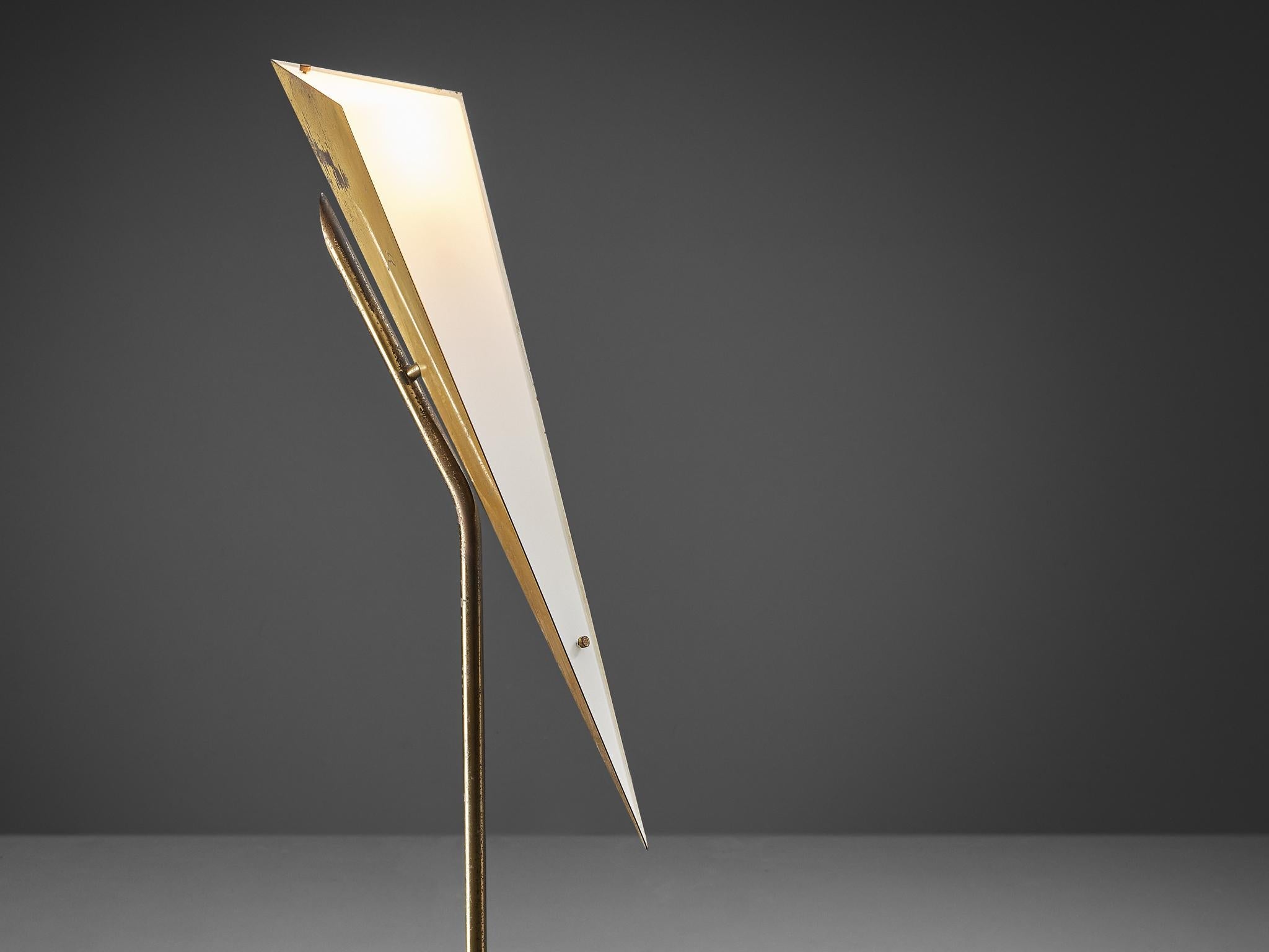 Angelo Lelii for Arredoluce Floor Lamp in Brass and Carrara Marble