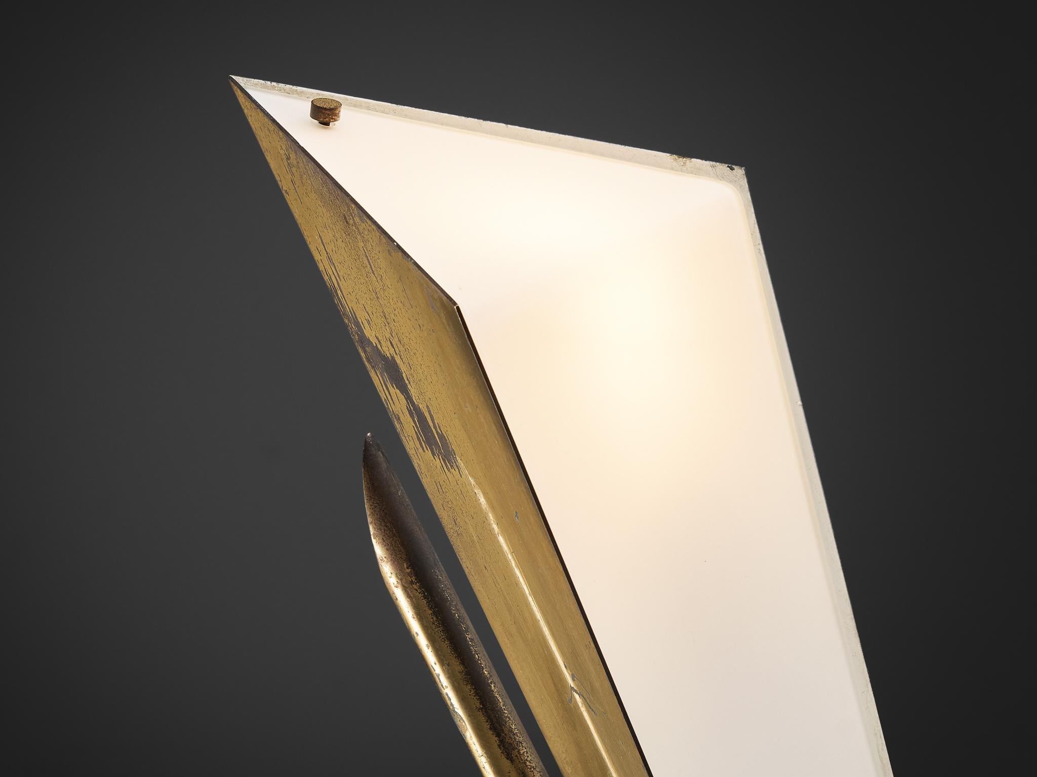 Angelo Lelii for Arredoluce Floor Lamp in Brass and Carrara Marble