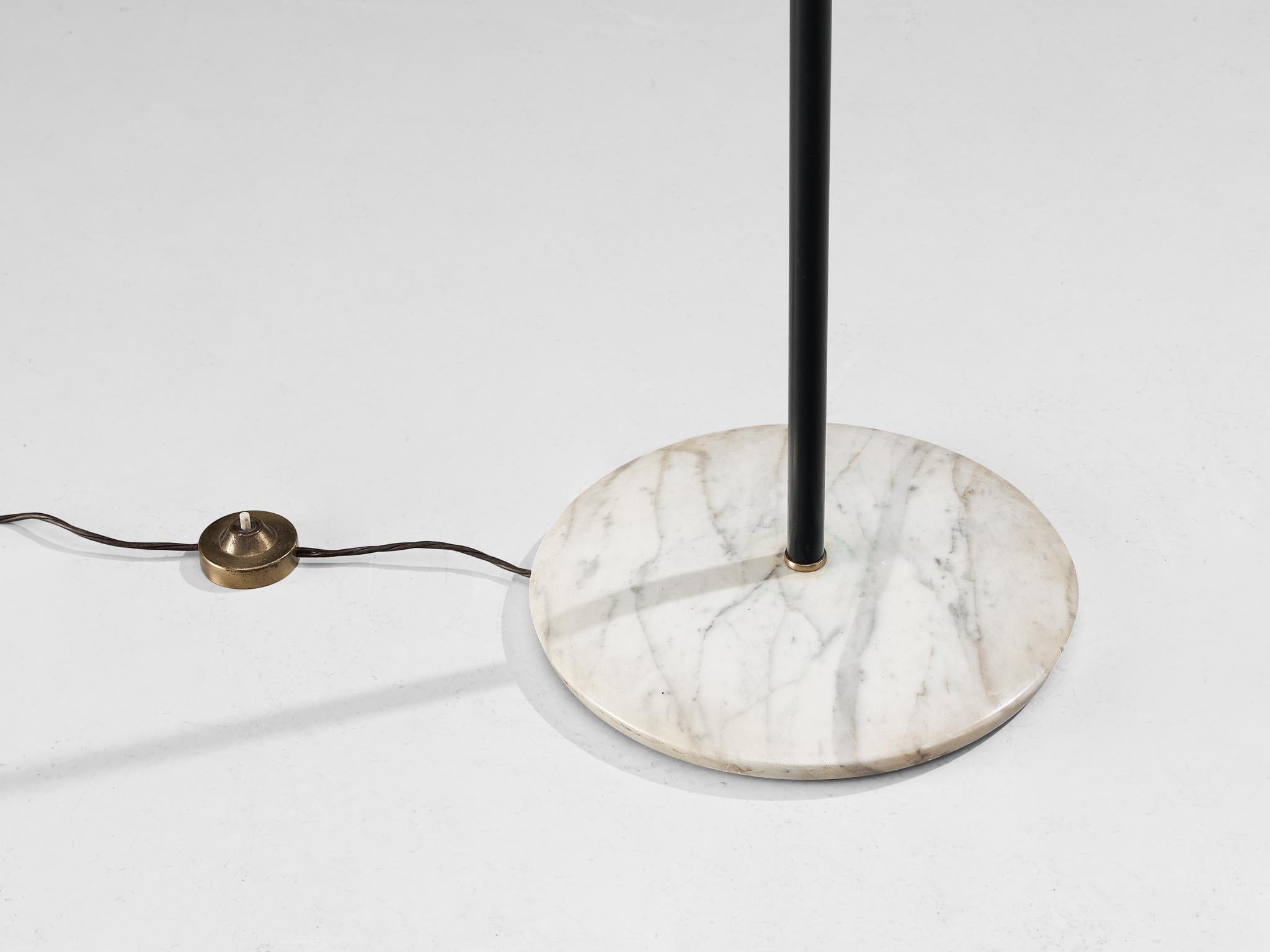 Angelo Lelii for Arredoluce Floor Lamp in Brass and Carrara Marble