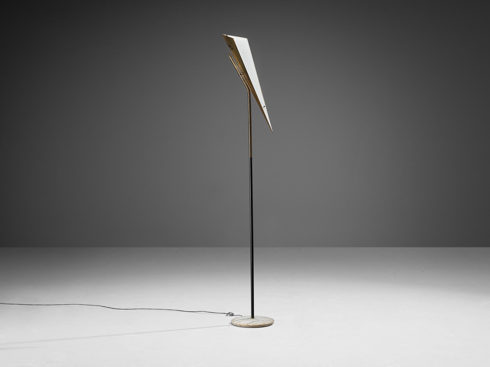 Angelo Lelii for Arredoluce Floor Lamp in Brass and Carrara Marble