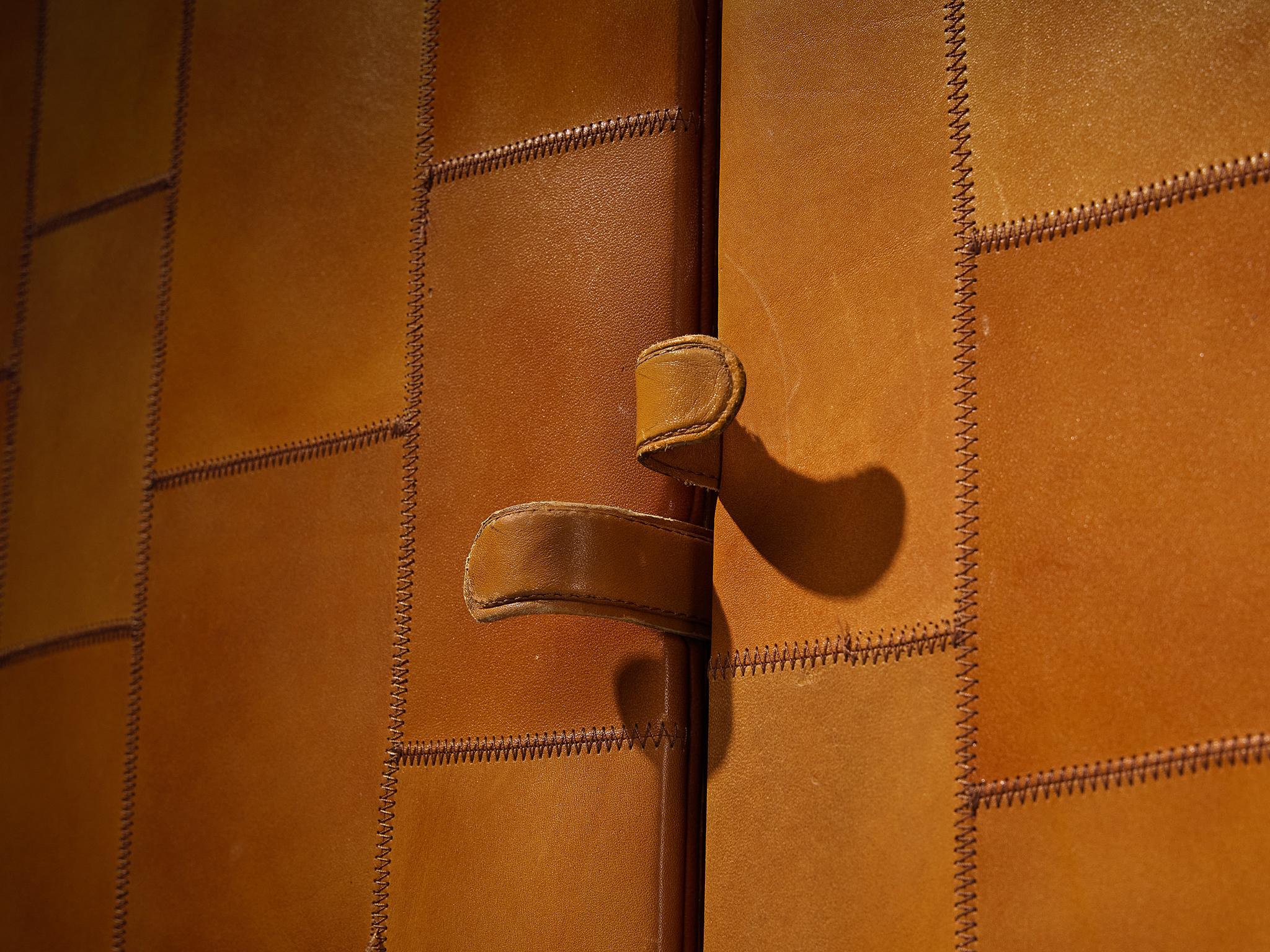 Tito Agnoli for Caleido/Poltrona Frau Highboard in Cognac Patchwork Leather