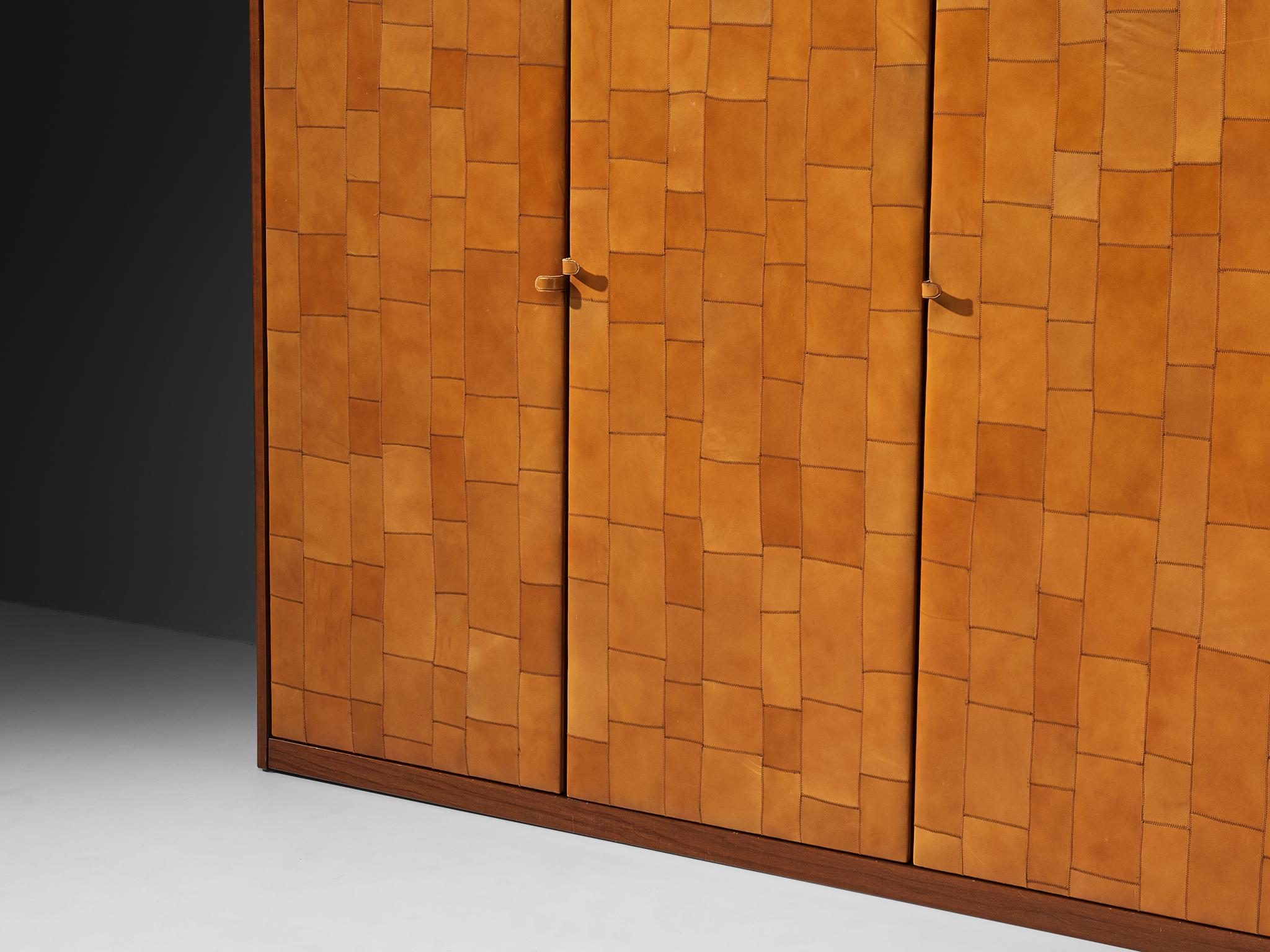 Tito Agnoli for Caleido/Poltrona Frau Highboard in Cognac Patchwork Leather