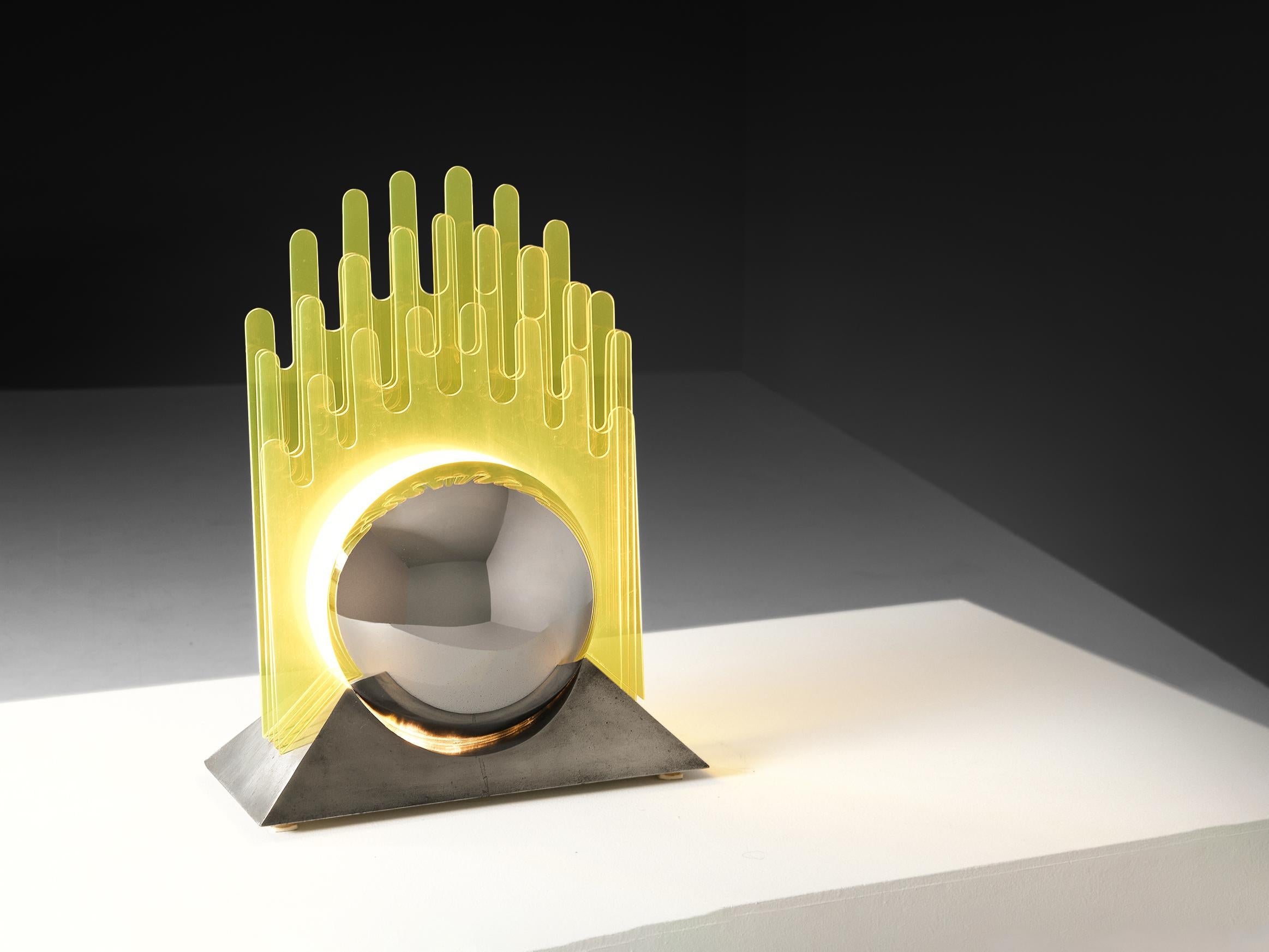 Sergio Giobbi & Patrizia Innocenti 'Sfera' Table Lamp in Yellow Acrylic