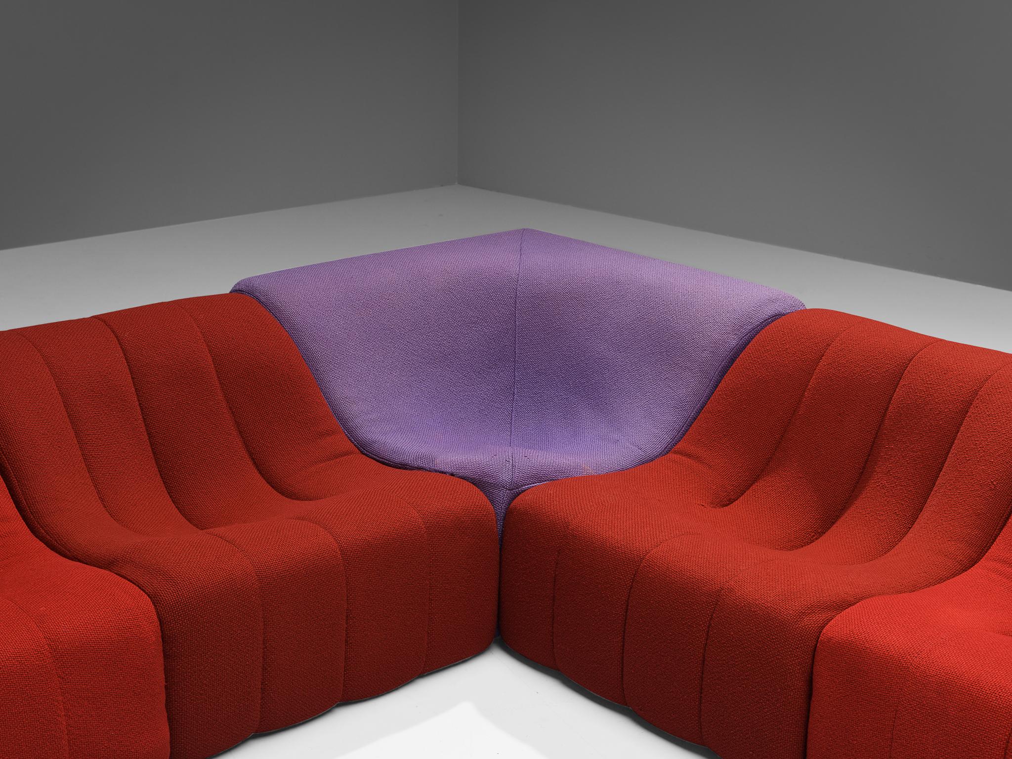 Kwok Hoi Chan for Steiner 'Chromatic' Modular Sofa in Red Purple Colors