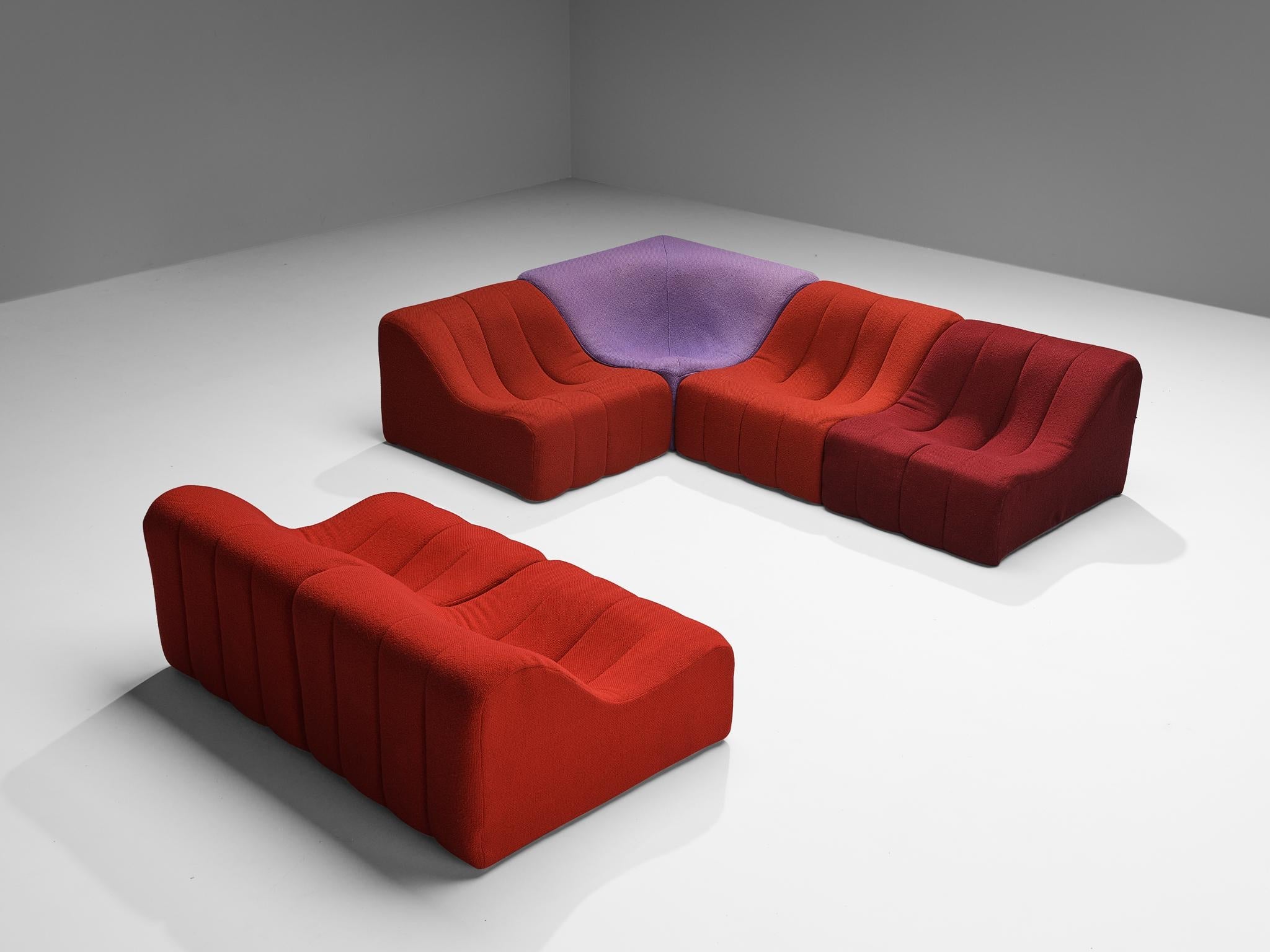 Kwok Hoi Chan for Steiner 'Chromatic' Modular Sofa in Red Purple Colors