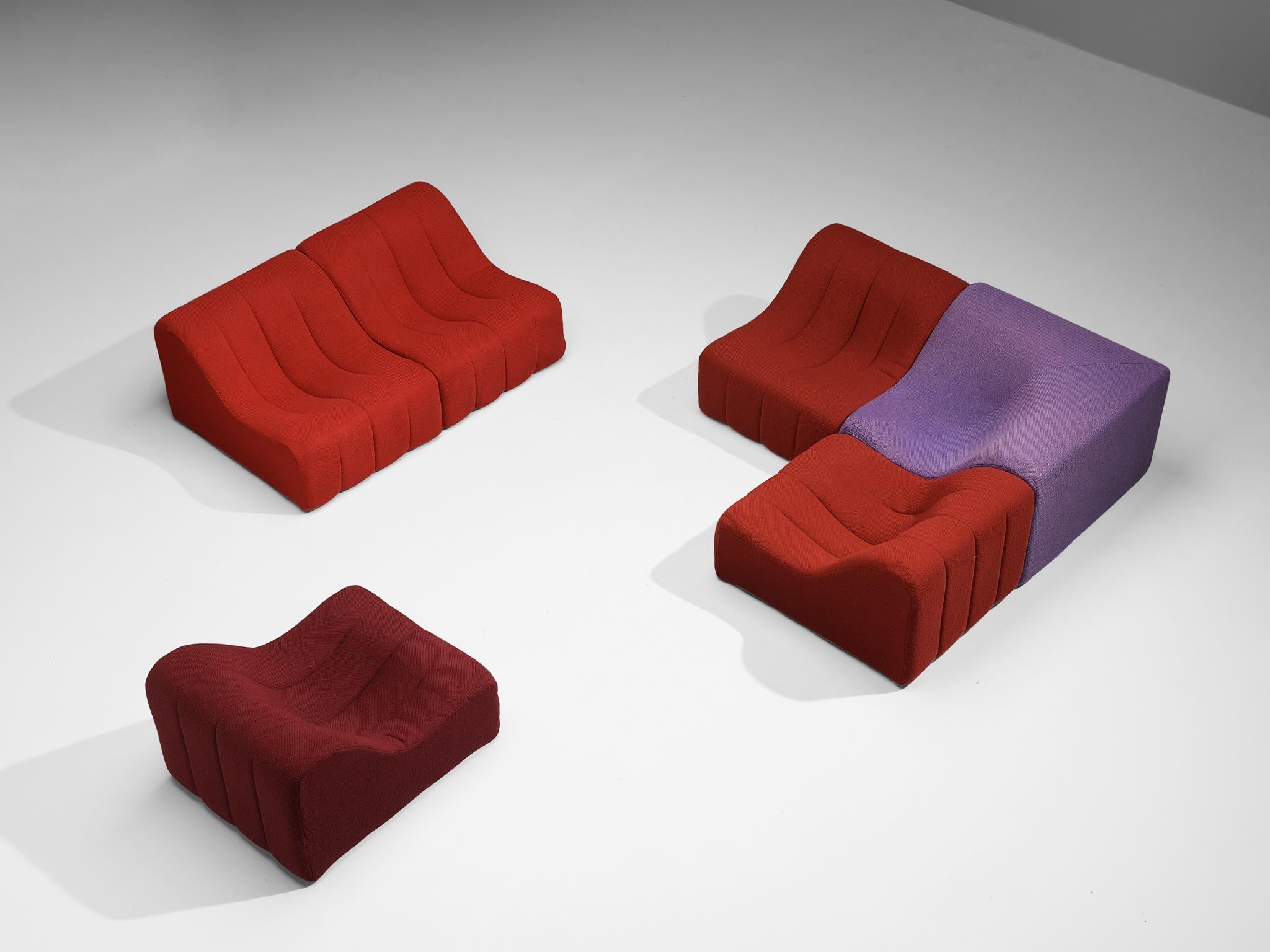 Kwok Hoi Chan for Steiner 'Chromatic' Modular Sofa in Red Purple Colors