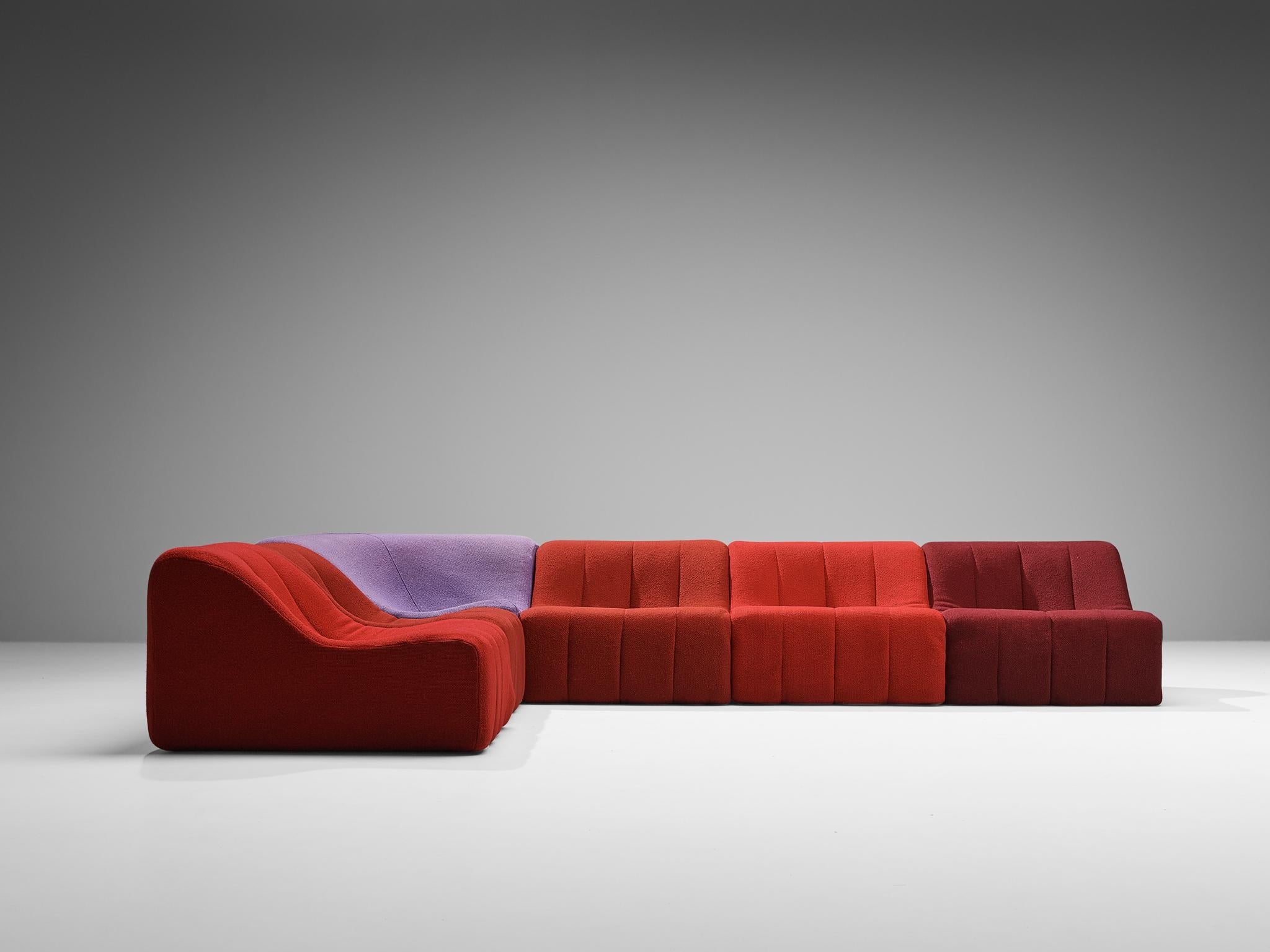 Kwok Hoi Chan for Steiner 'Chromatic' Modular Sofa in Red Purple Colors