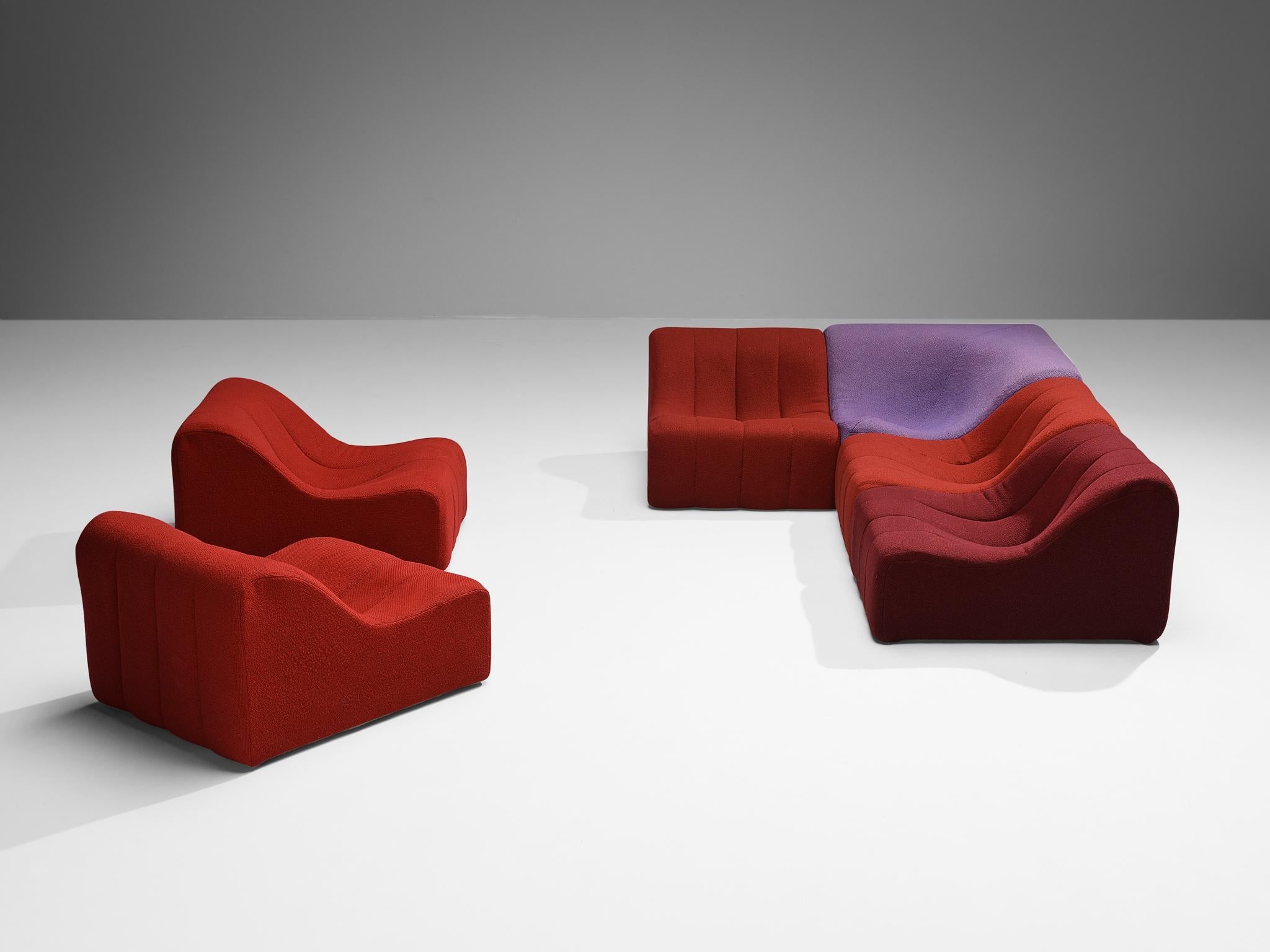 Kwok Hoi Chan for Steiner 'Chromatic' Modular Sofa in Red Purple Colors