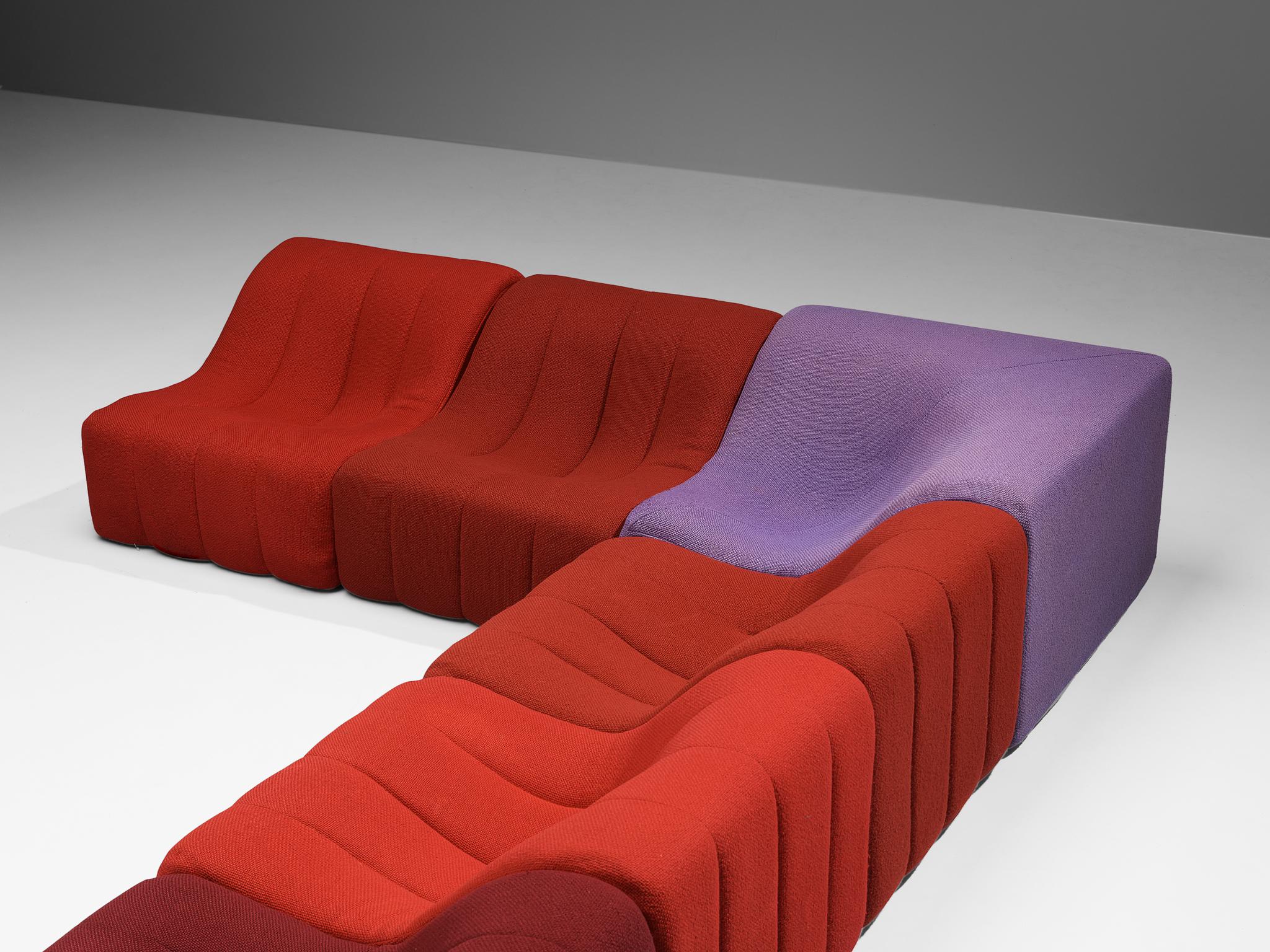 Kwok Hoi Chan for Steiner 'Chromatic' Modular Sofa in Red Purple Colors