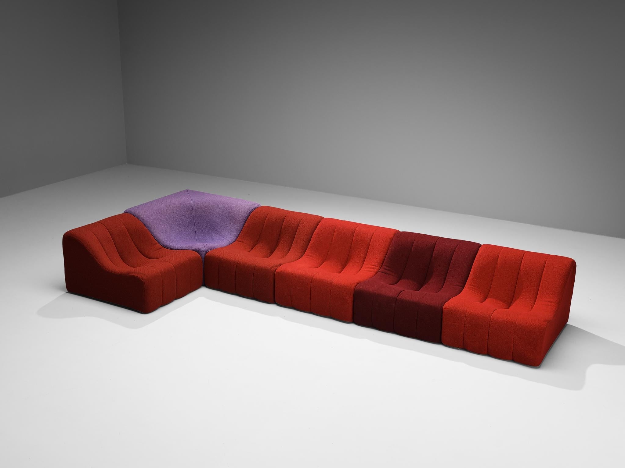 Kwok Hoi Chan for Steiner 'Chromatic' Modular Sofa in Red Purple Colors