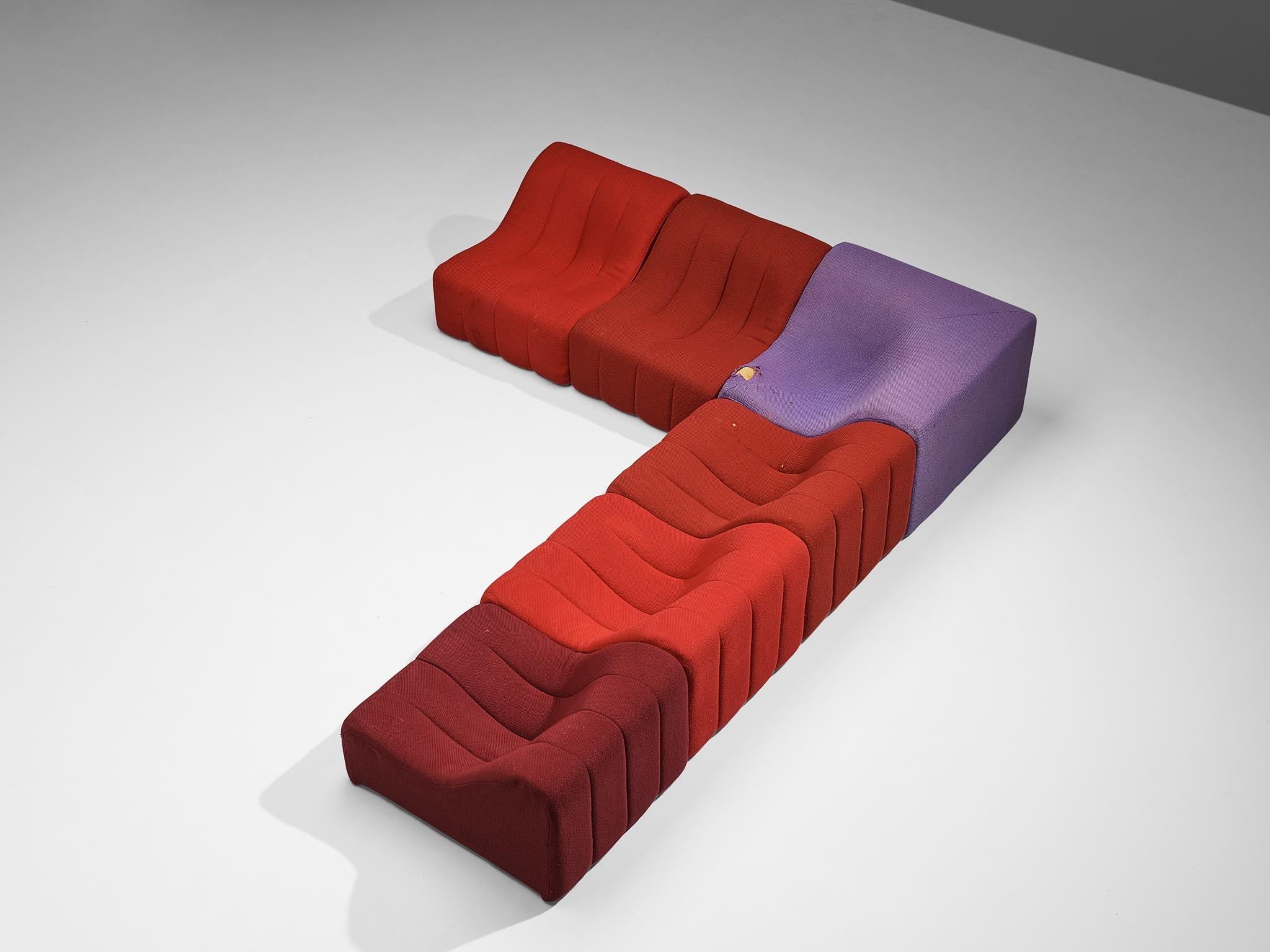 Kwok Hoi Chan for Steiner 'Chromatic' Modular Sofa in Red Purple Colors