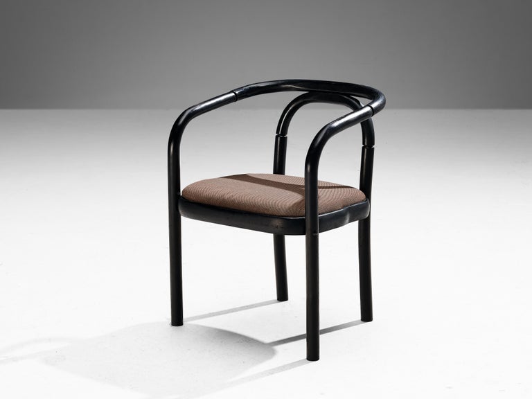 Antonin Suman for TON Set of Six Armchairs in Black Lacquered Wood