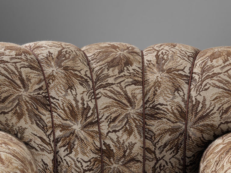 Lounge Chairs in Brown and Beige Floral Upholstery