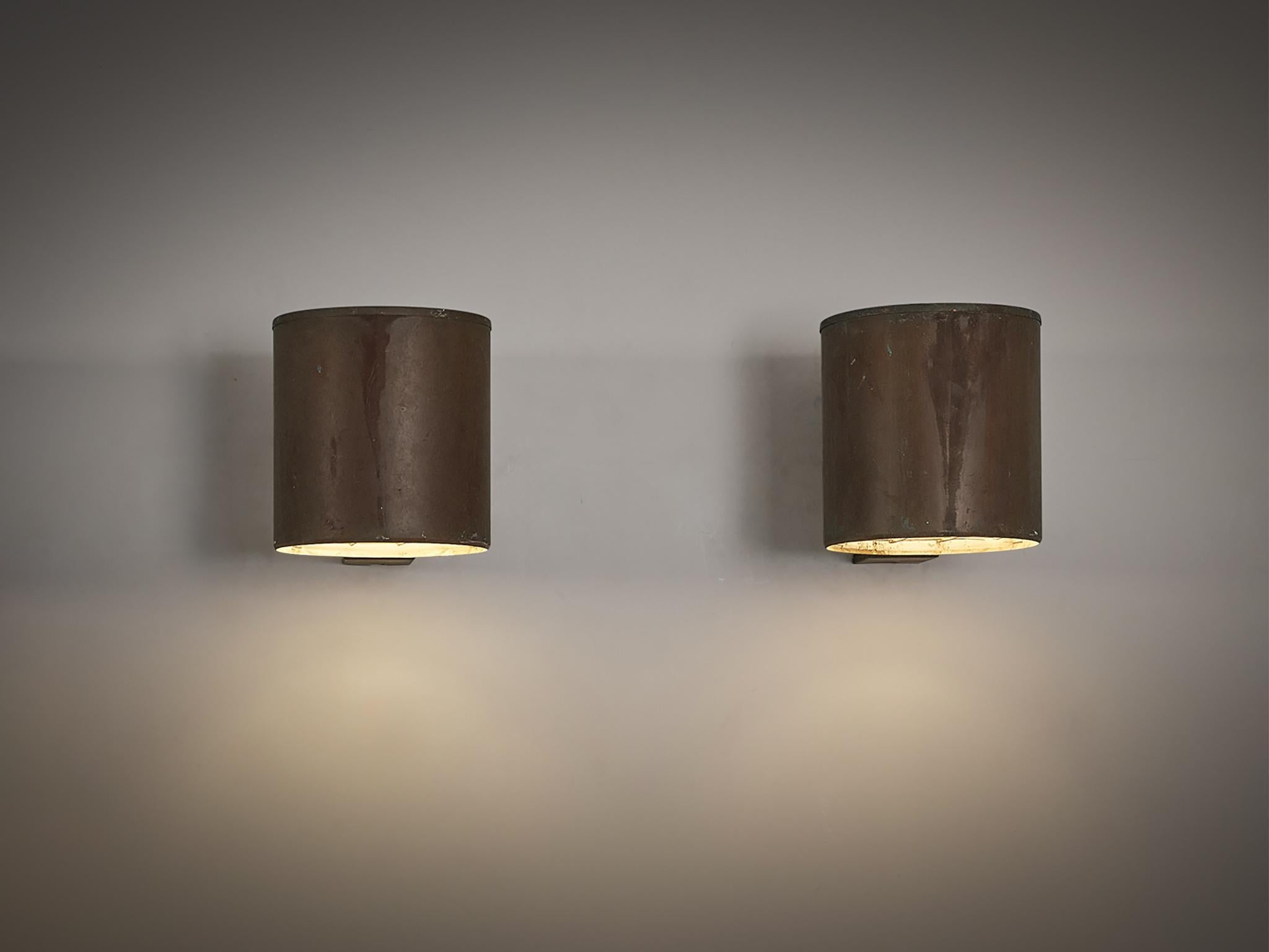 Large Swedish Wall Lights in Patinated Copper