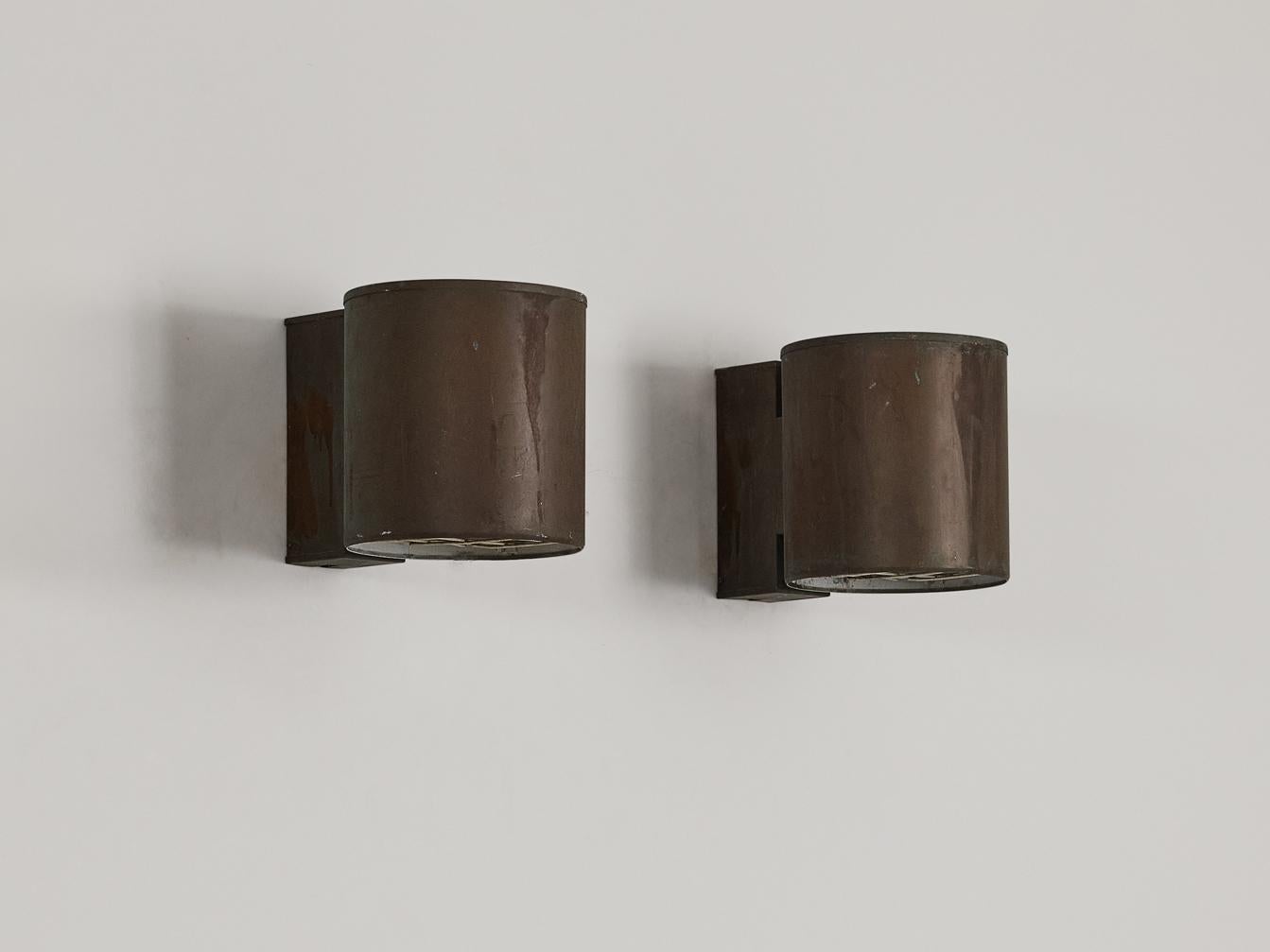 Large Swedish Wall Lights in Patinated Copper