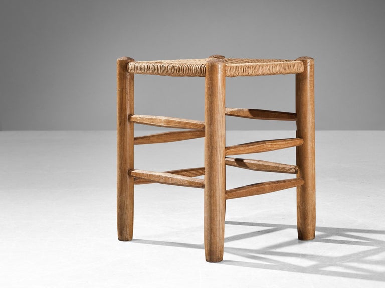 Charlotte Perriand Stool in Ash and Straw