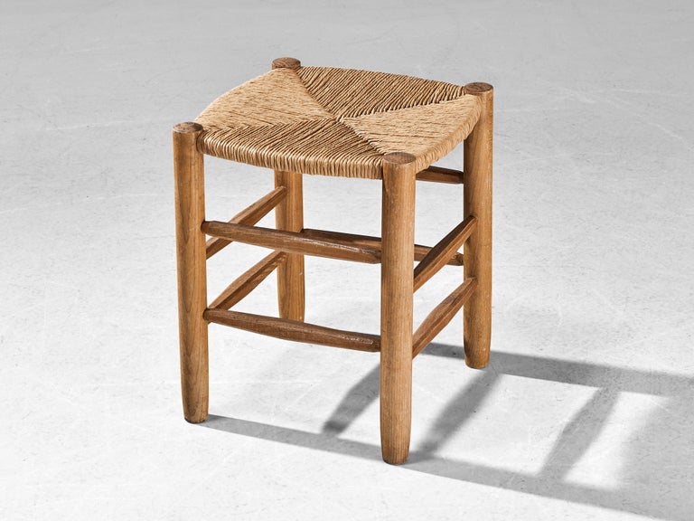 Charlotte Perriand Stool in Ash and Straw