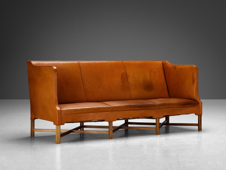 Kaare Klint for Rud. Rasmussen Sofa Model 4118 in Leather and Mahogany