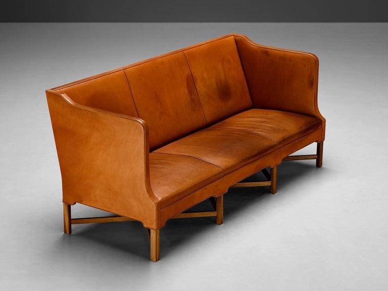 Kaare Klint for Rud. Rasmussen Sofa Model 4118 in Leather and Mahogany