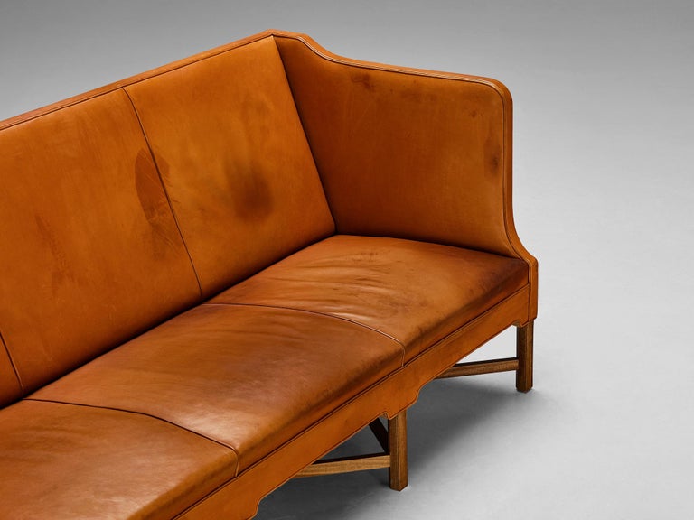 Kaare Klint for Rud. Rasmussen Sofa Model 4118 in Leather and Mahogany