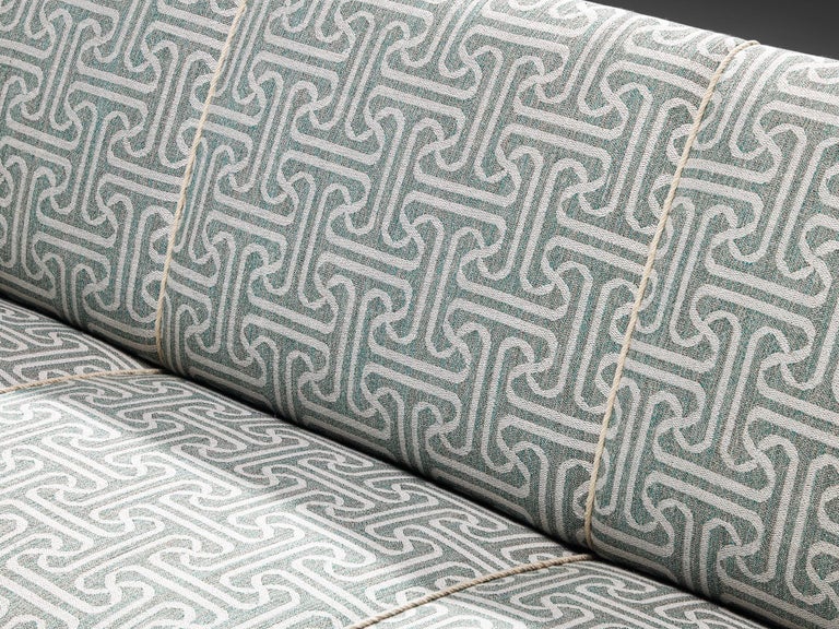 Elegant Danish Sofa in Light Blue Patterned Upholstery