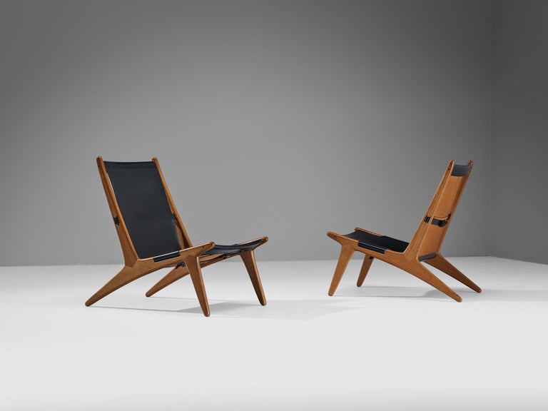 Uno & Östen Kristiansson for Luxus Pair of Hunting Chairs in Leather