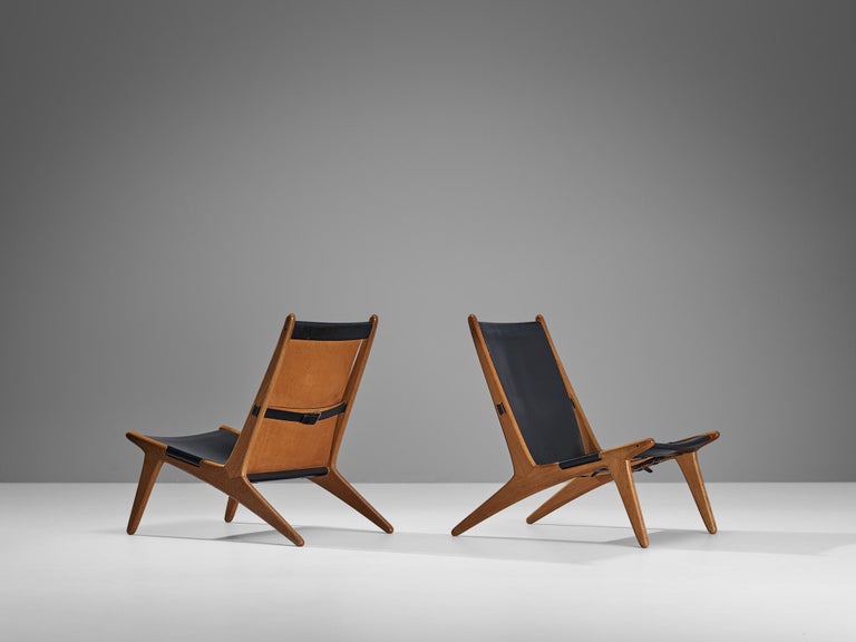 Uno & Östen Kristiansson for Luxus Pair of Hunting Chairs in Leather