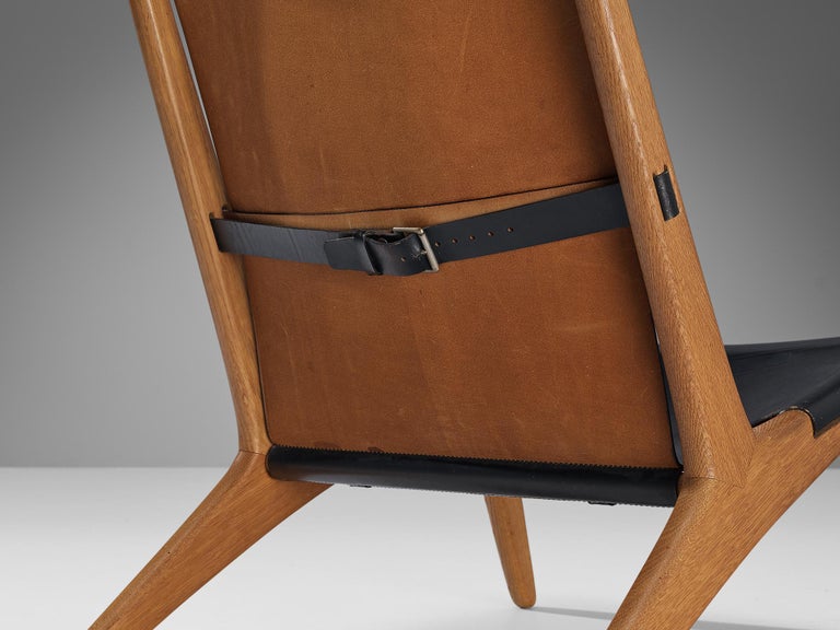 Uno & Östen Kristiansson for Luxus Hunting Chair in Leather and Oak