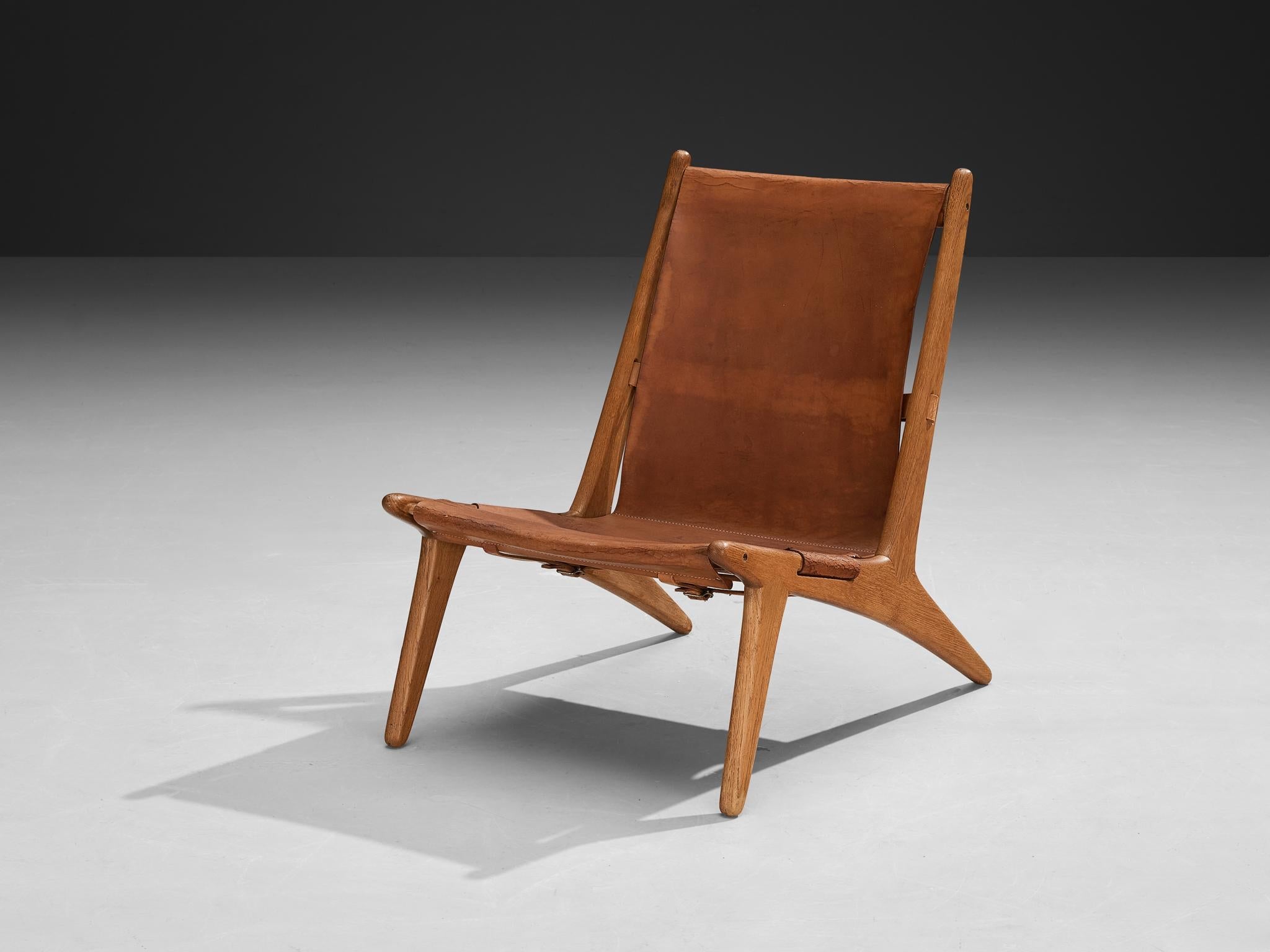 Uno & Östen Kristiansson for Luxus Pair of Hunting Chairs Leather and Oak