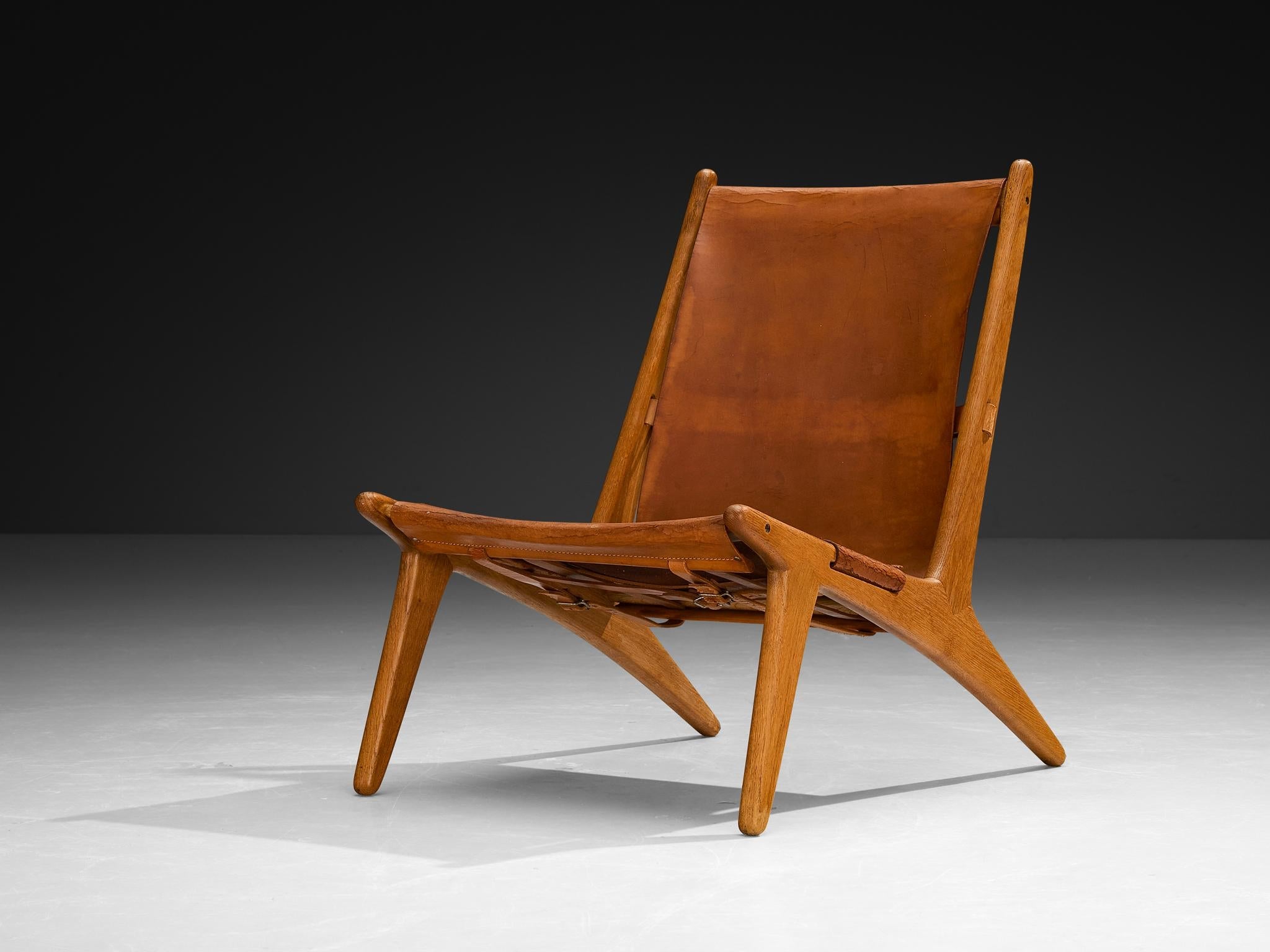 Uno & Östen Kristiansson for Luxus Hunting Chair Leather and Oak