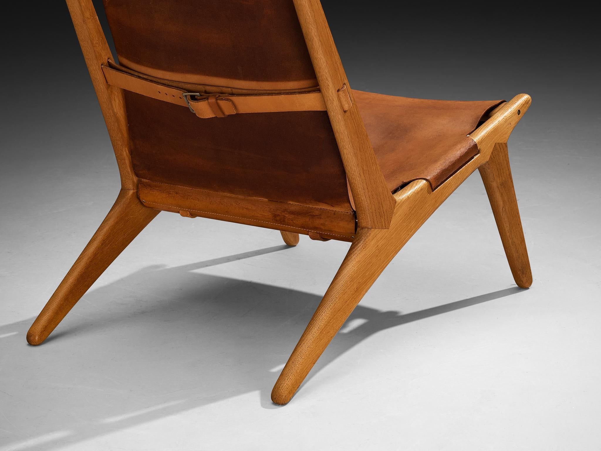 Uno & Östen Kristiansson for Luxus Hunting Chair Leather and Oak