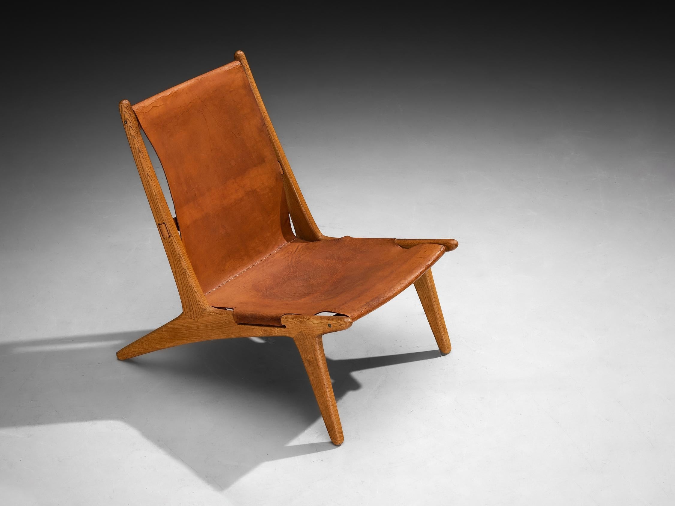 Uno & Östen Kristiansson for Luxus Hunting Chair Leather and Oak