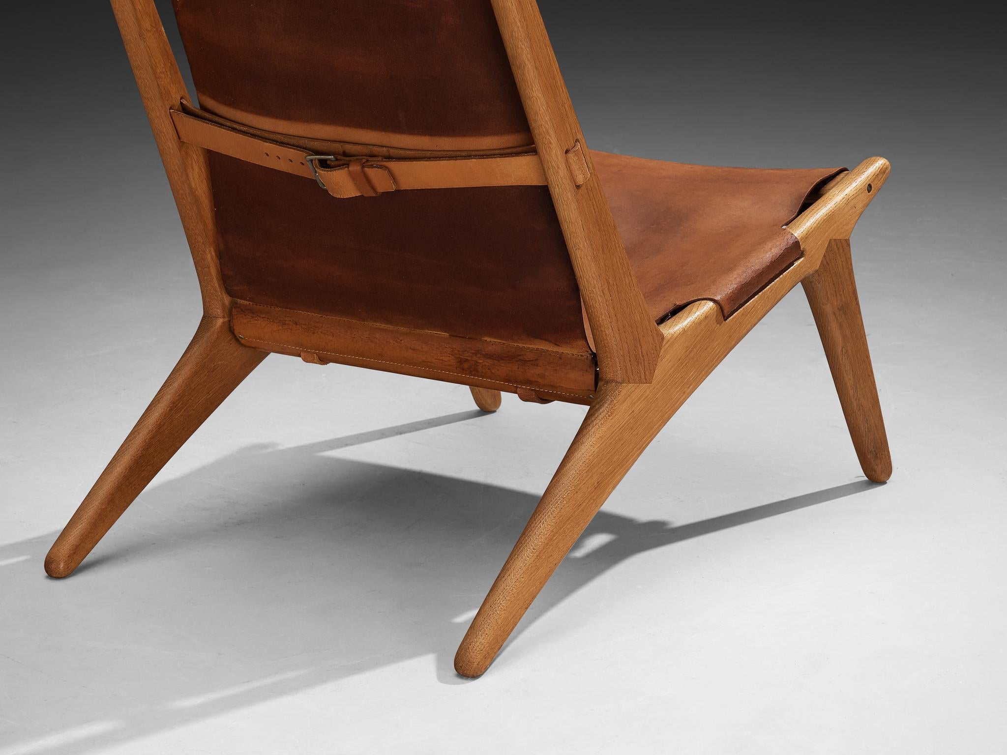 Uno & Östen Kristiansson for Luxus Pair of Hunting Chairs Leather and Oak