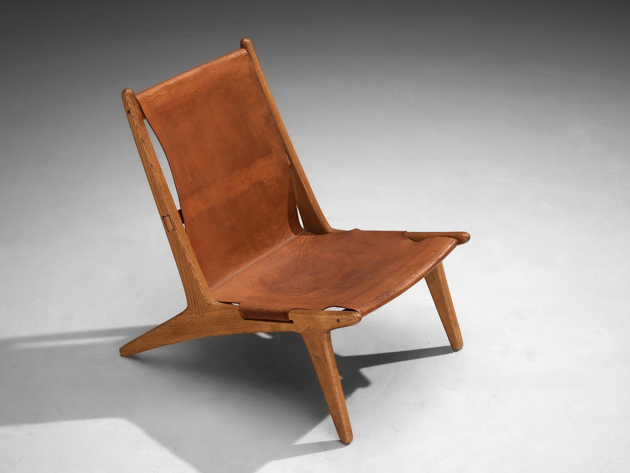 Uno & Östen Kristiansson for Luxus Pair of Hunting Chairs Leather and Oak