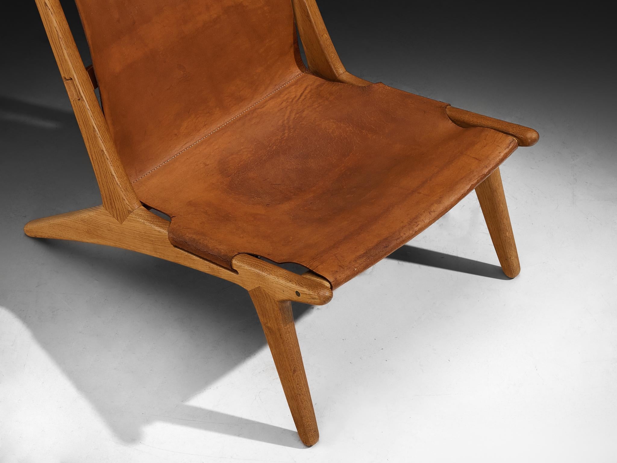 Uno & Östen Kristiansson for Luxus Hunting Chair Leather and Oak