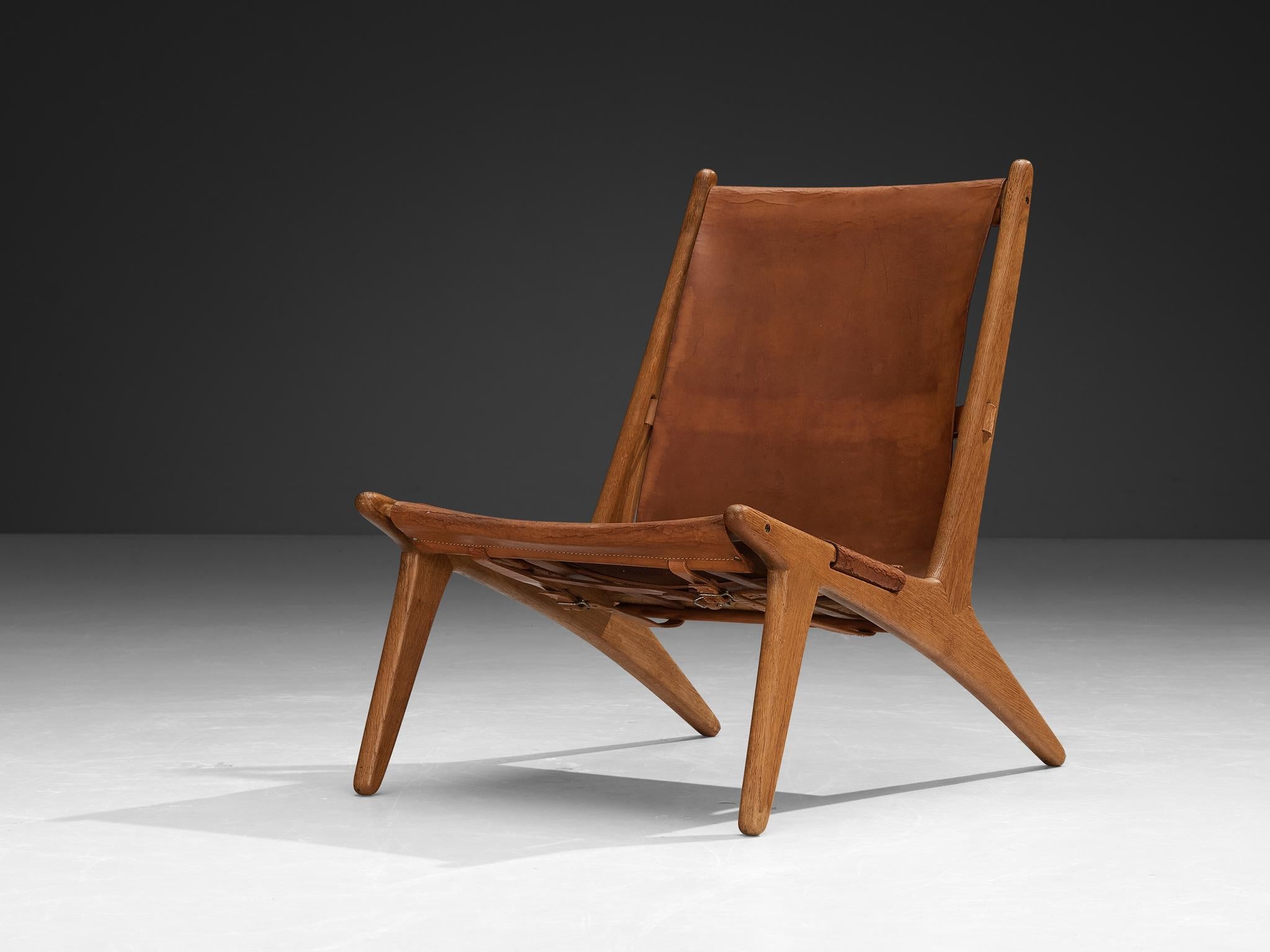 Uno & Östen Kristiansson for Luxus Pair of Hunting Chairs Leather and Oak