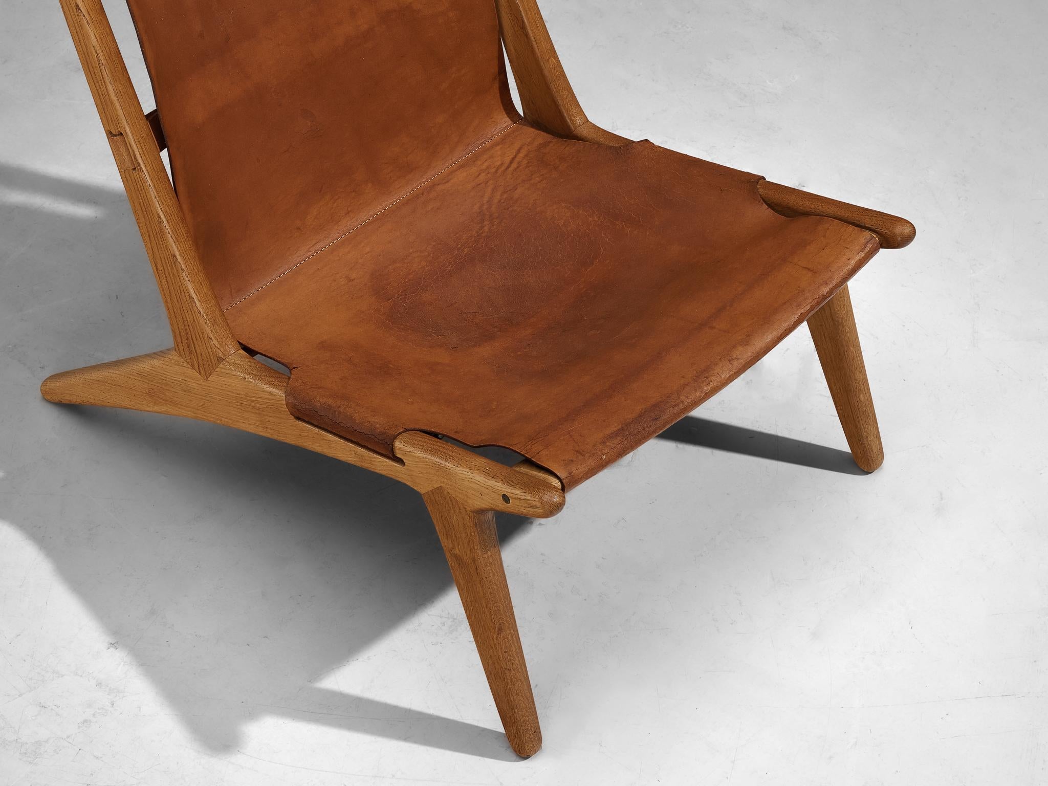 Uno & Östen Kristiansson for Luxus Pair of Hunting Chairs Leather and Oak