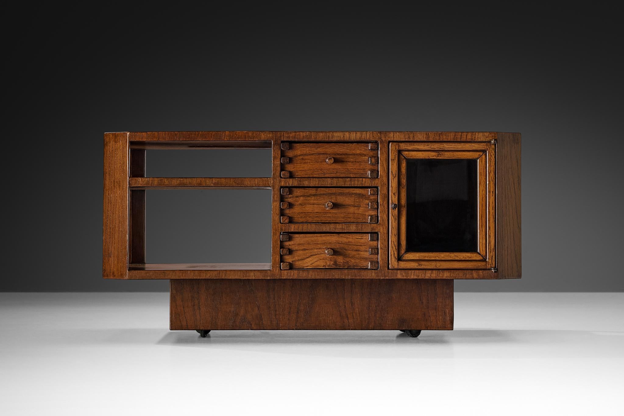 Giuseppe Rivadossi Coffee Table with Storage Compartments in Oak