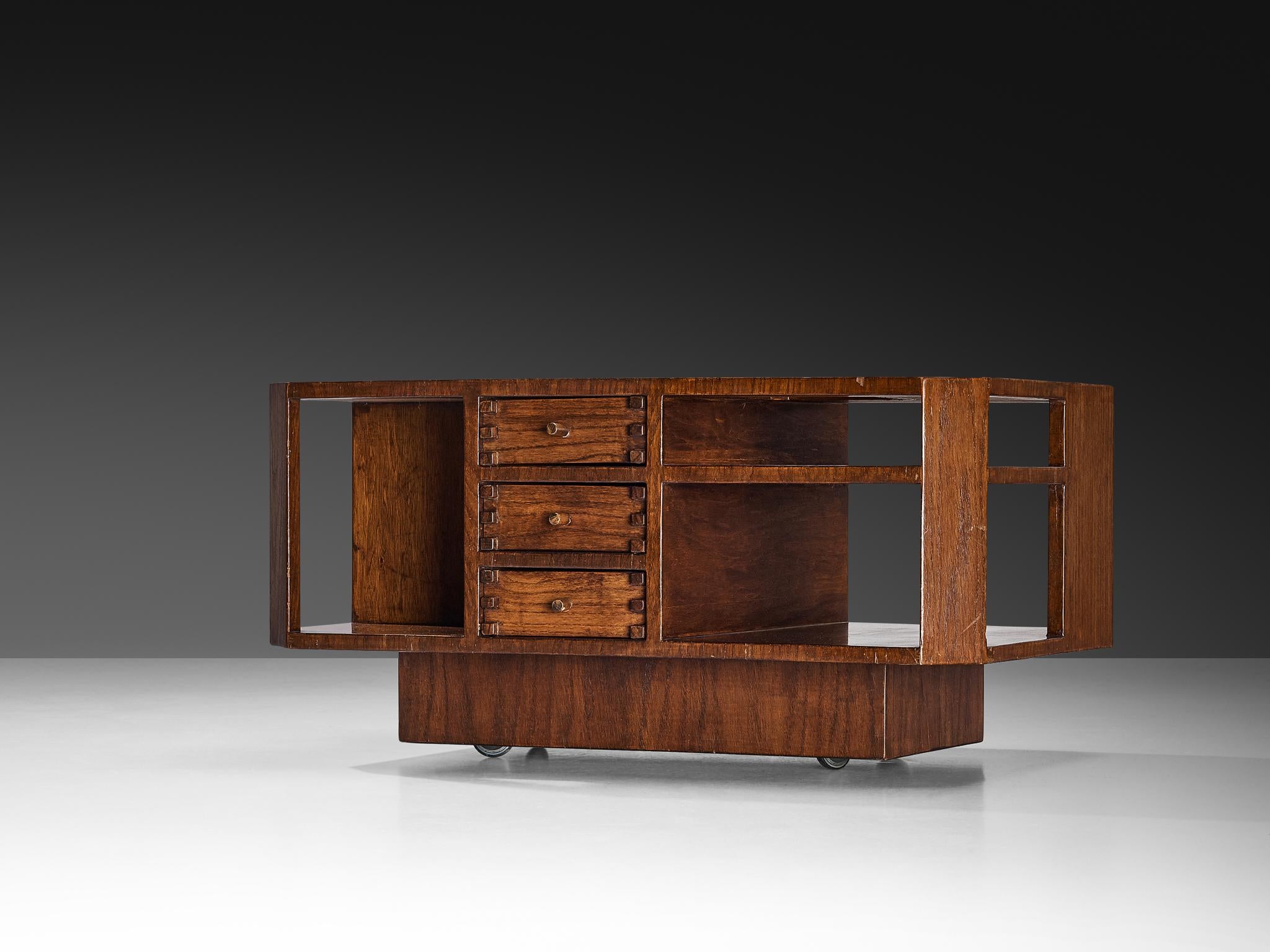 Giuseppe Rivadossi Coffee Table with Storage Compartments in Oak