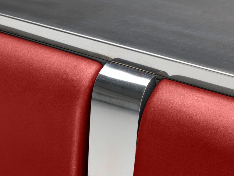 Vittorio Introini 'Colby' Sideboard in Red Lacquered Wood and Metal