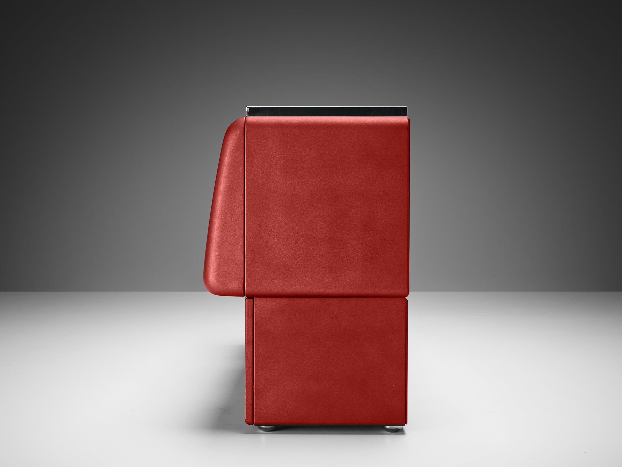 Vittorio Introini 'Colby' Sideboard in Red Lacquered Wood and Metal