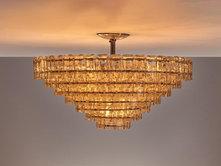Large Chandelier with Rectangular Glass Shades