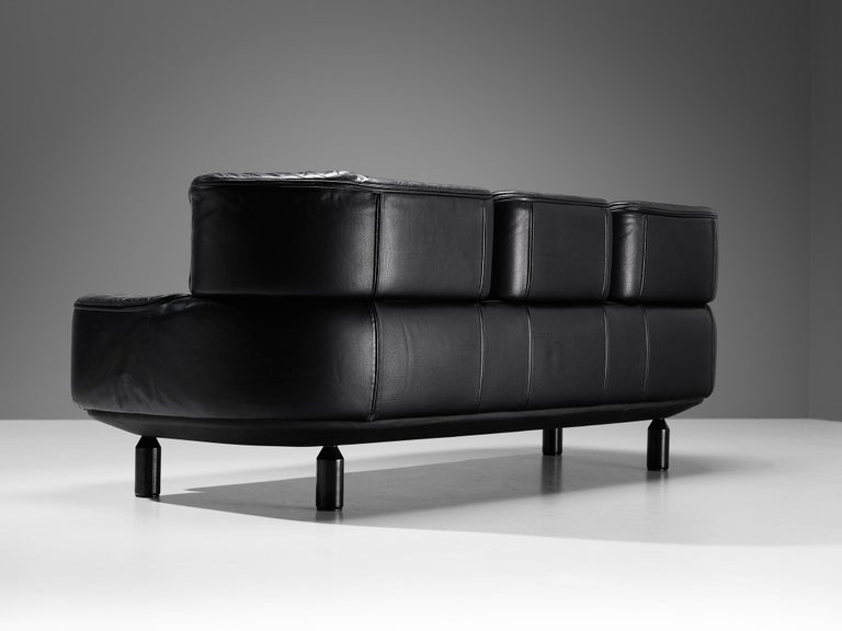 Gianfranco Frattini for Cassina 'Bull' Sofa in Black Leather