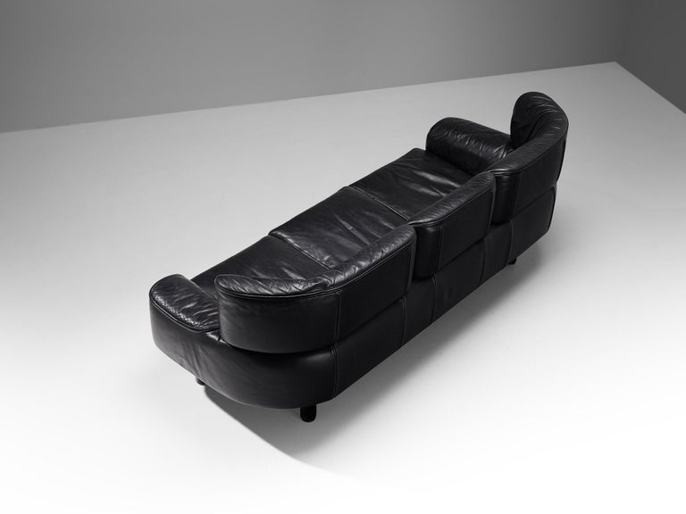 Gianfranco Frattini for Cassina 'Bull' Sofa in Black Leather