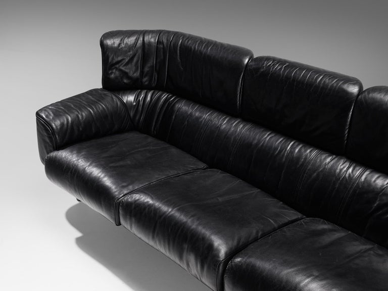 Gianfranco Frattini for Cassina 'Bull' Sofa in Black Leather