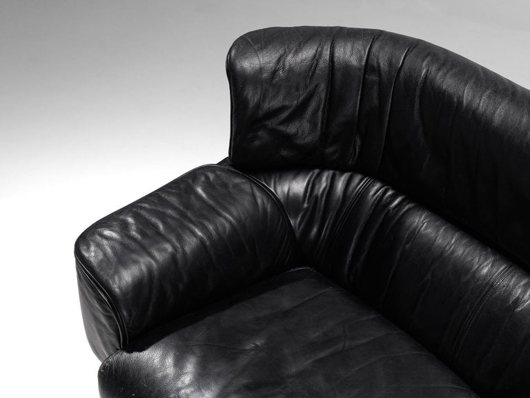 Gianfranco Frattini for Cassina 'Bull' Sofa in Black Leather